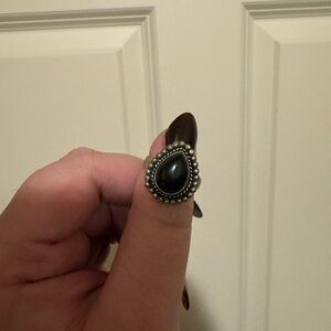 Elegant Black Teardrop Ring